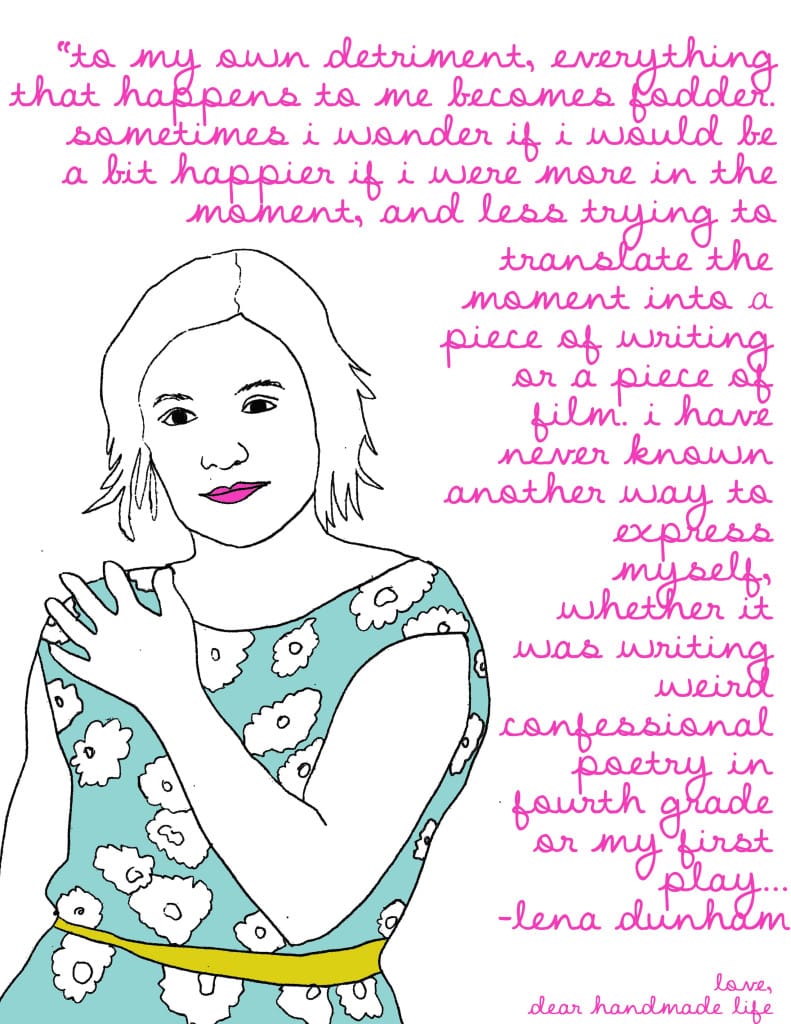 lena-dunham-quote-drawing-sketch-dress-flower