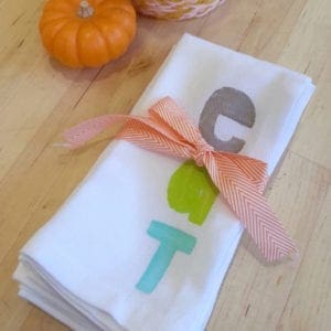 diy potato stamp printed tea towels