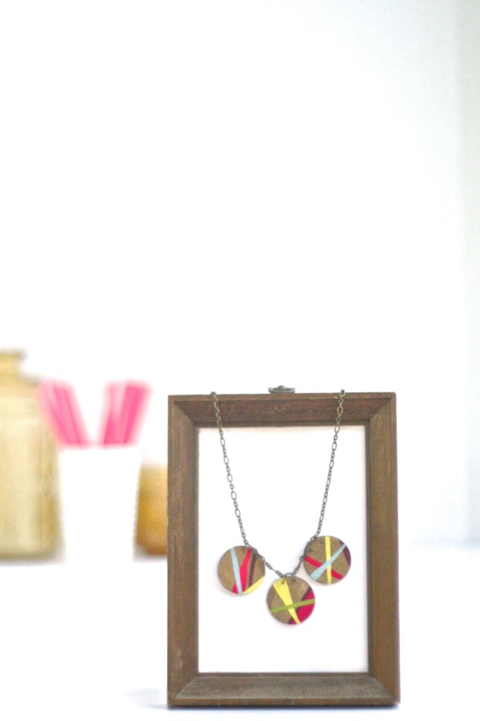 how to make a painted geometric wood necklace from dear handmade life