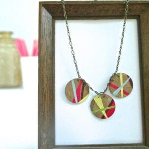 how to make to a painted geometric wood necklace