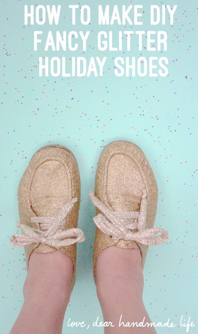 How to Make DIY Fancy Glitter Holiday Shoes from Dear Handmade Life