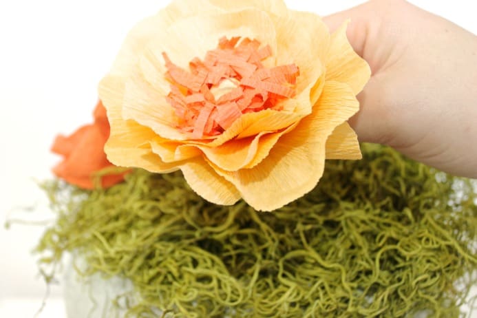 How to Make DIY Fall Paper Flower Pumpkin Decor on Dear Handmade Life