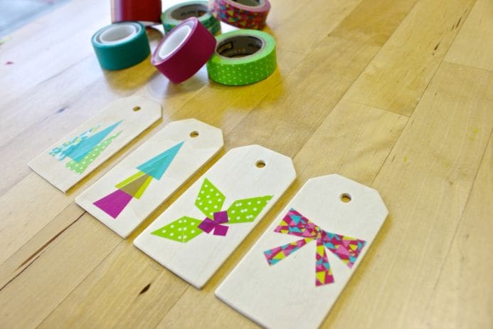 DIY washi tape wooden gift tags from Dear Handmade Life