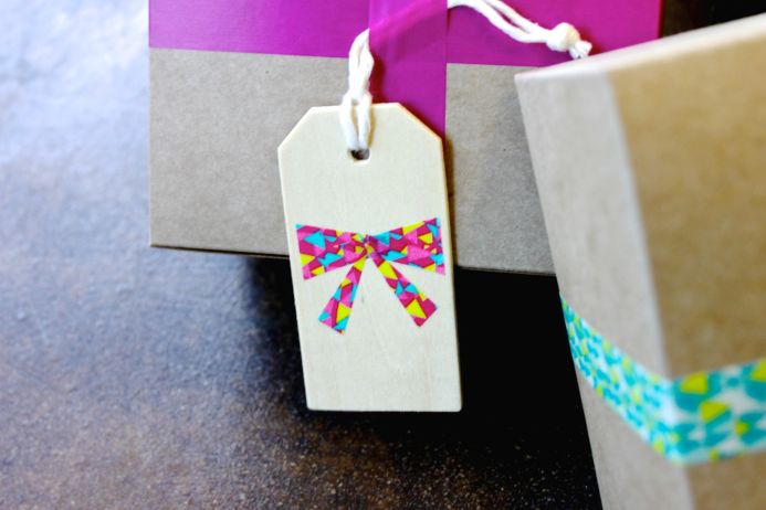 DIY washi tape wooden gift tags from Dear Handmade Life