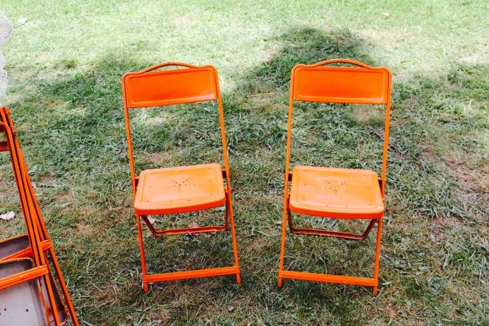 Vintage orange metal chairs from Adventures on the 127 yard sale- Day 3- Albany to Crossville from Dear Handmade Life