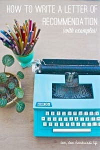How to write a letter of recommendation from Dear Handmade Life