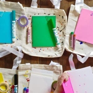 DIY goodie bags for a Pollock-inspired kid’s art party