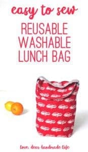 Easy to sew washable reusable lunch bag from Dear Handmade Life