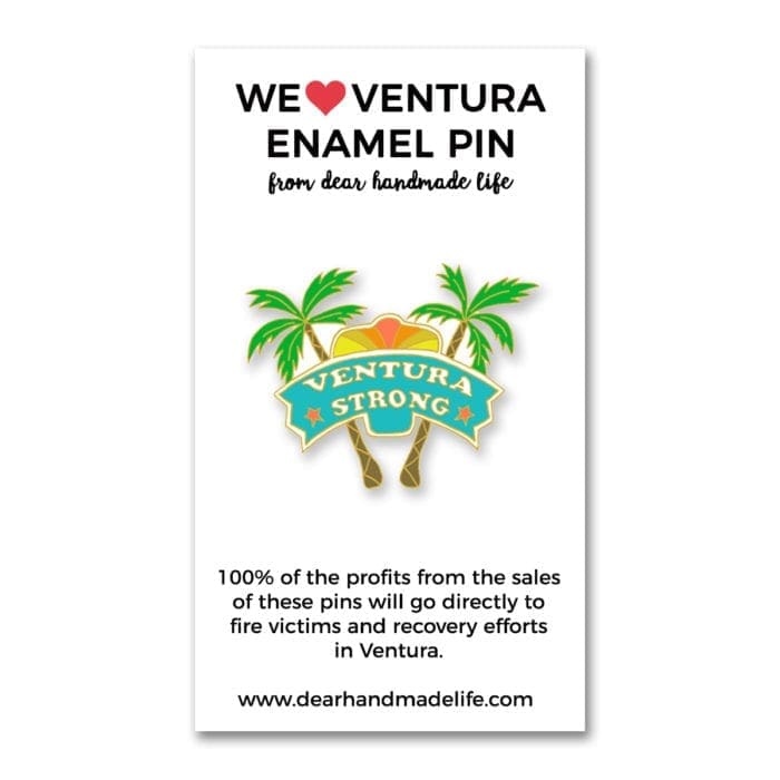 Ventura strong palm tree enamel pin Thomas fire fundraiser