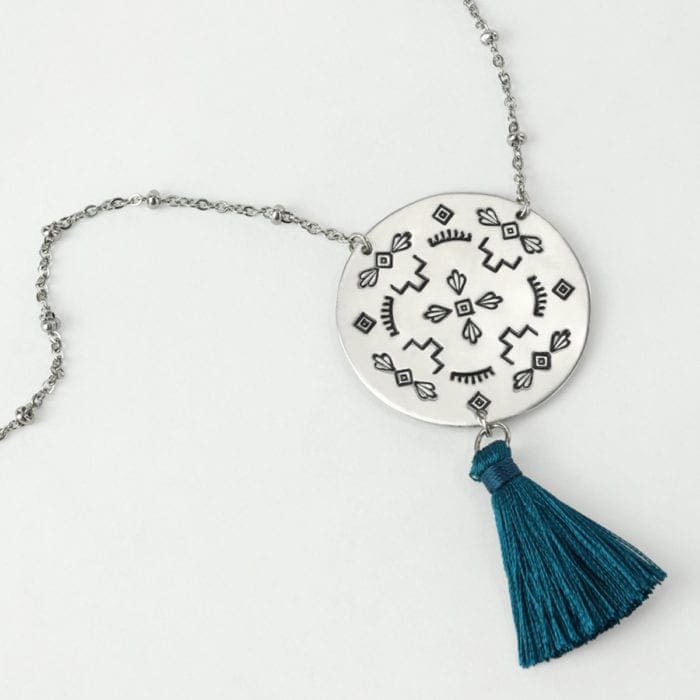 DIY Metal Stamped Mandala Tassel Necklace