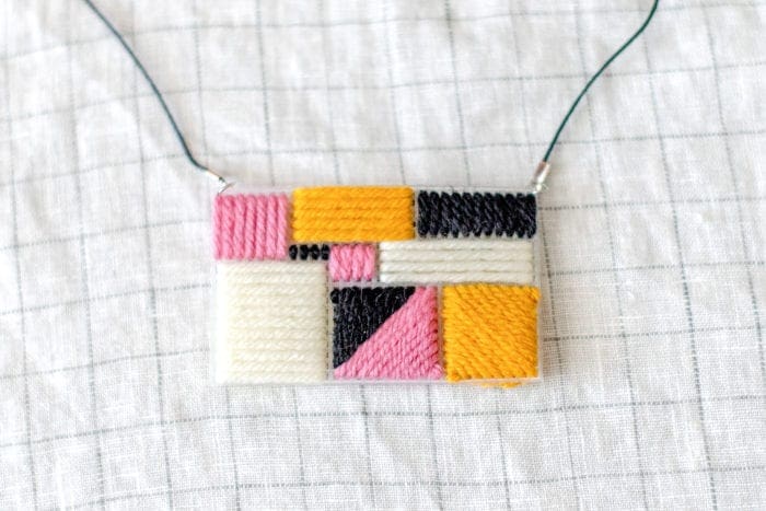 DIY plastic canvas yarn statement necklace Dear Handmade Life